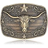 Absbolo Cowboy Belt Buckle for Men Western Cowgirl Rodeo Longhorn Bull Belt Buckles