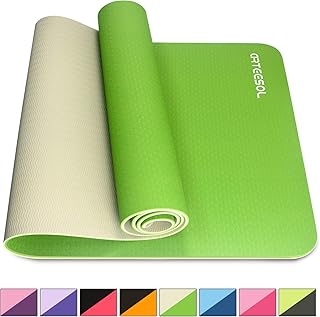 arteesol Yogamatte rutschfest Gymnastikmatte Schadstofffrei TPE Dünn Yoga Matte Fitnessmatte Trainingsmatte Sportmatte für Yoga Pilates Fitness 183cm x 61cm x 6mm