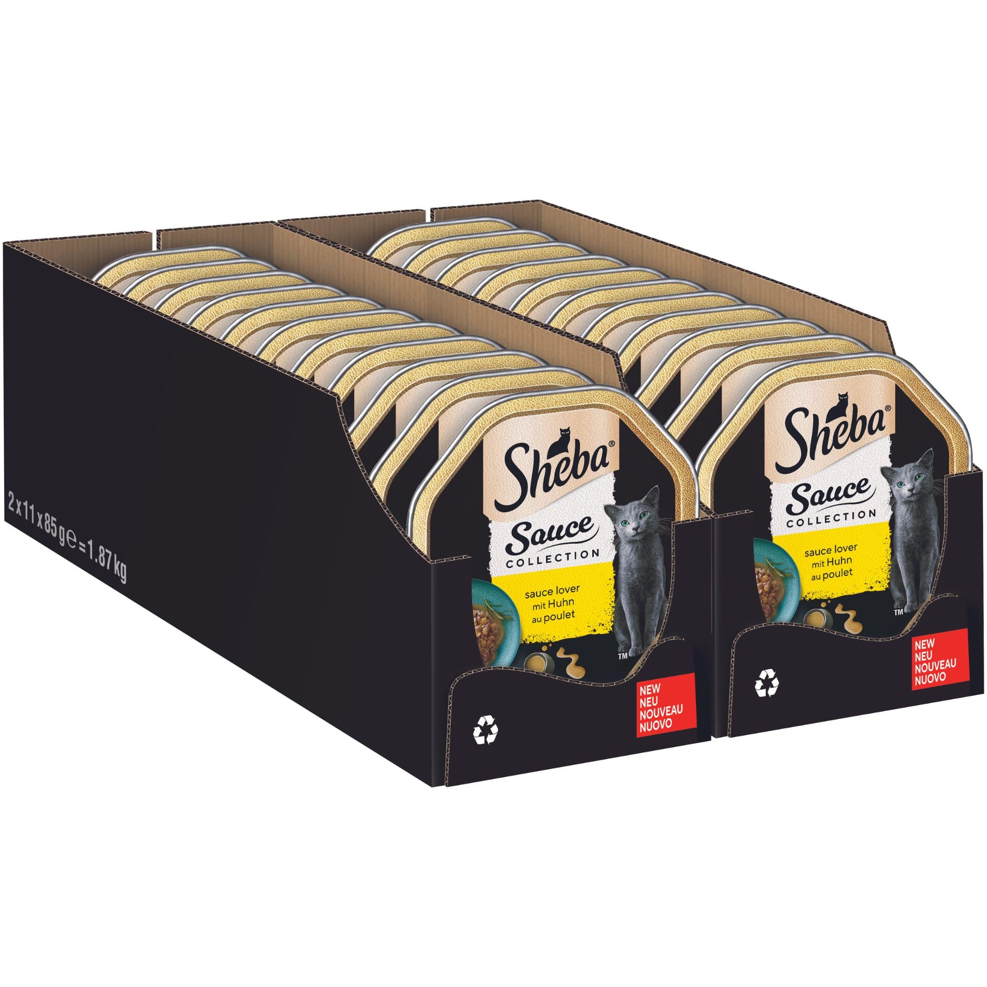 Sheba Sauce Collection Sauce Lover Katzen Nassfutter in Schale mit Huhn 2x11x85g