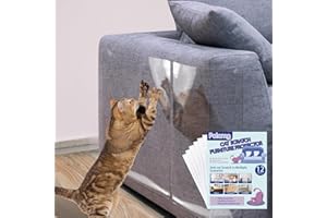 POLAMG Anti Cat Scratch Furniture Protector-12 Pack Single Side Couch Protector for Cats, Self-Adhesive Cat Tape for Furniture, Clear Scratch Deterrent for Door Walls NO PINS