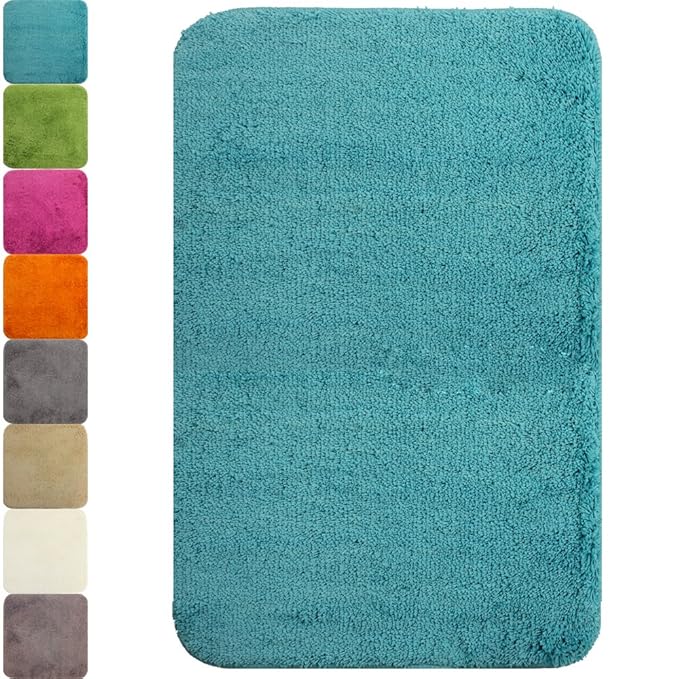 PROHEIM Badematte in vielen Formen Rutschfester Badvorleger Premium Badteppich 1200 g/m² weich & kuschelig Hochflor, Farbe:Tü