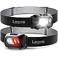 Lepro LED Headlamp Flashlights, 1500Lux Head Lamp with 6 Lighting Modes and Red Light, IPX4 Waterproof Headlamp for Camping Hiking Backpacking Fishing, Adjustable Headband Suit for Adults Kids 2 Pack
