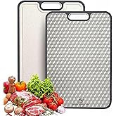 Titanium Cutting Board | Scratch Reduction Mesh | Double-Sided Pure Titanium and Wheat Straw | Anti Slip | Juice Groove | Stain Resistant | Food Grade | Easy to Clean | Smoky Supply USA