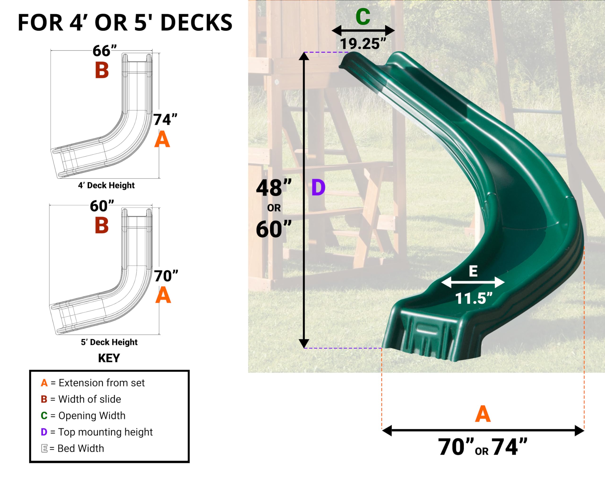 Swing-N-Slide Side Winder Slide, Yellow, 9+ ft