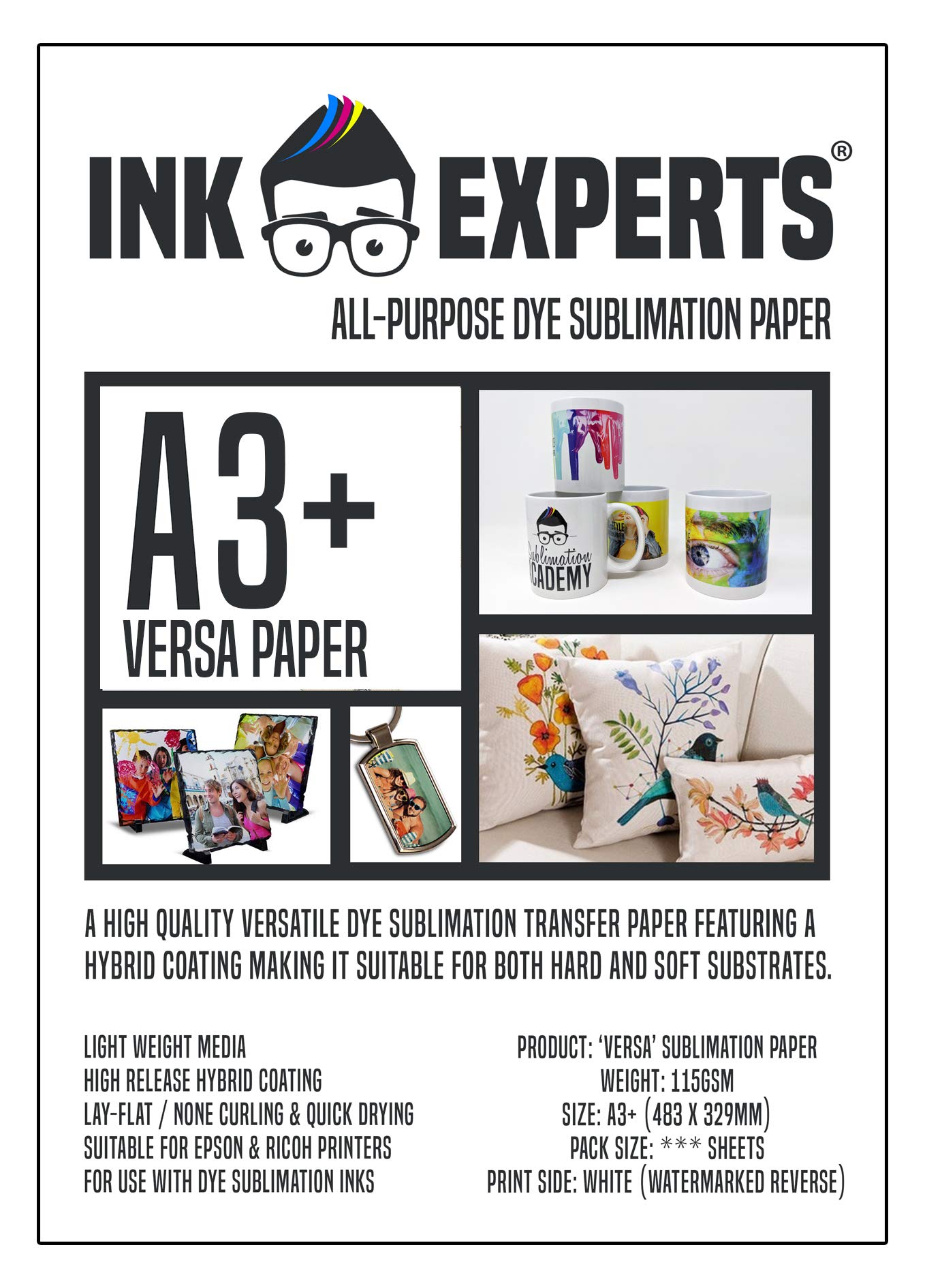 Ink Experts Versa All Purpose A3+ Sublimation Paper 115gsm (100 Sheets)