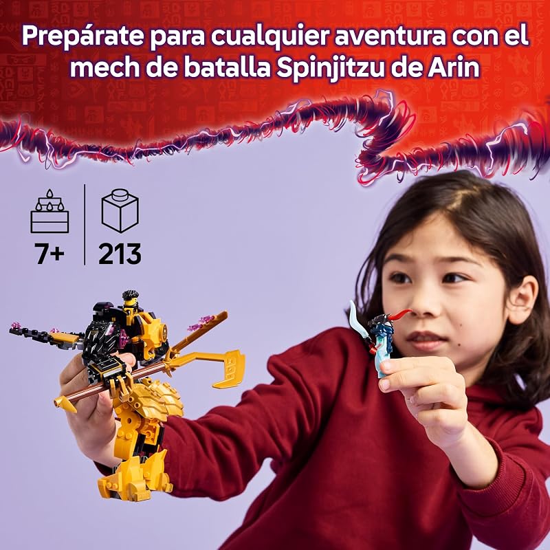 Ninjago Arin's Spinjitzu Battle Mech - Figura Articulada para Mudar e Combinar - 2 Minifiguras e Brinquedo de Dragão - Presente para Crianças Fãs de 7+ Anos de O Renascimento dos Dragões 71839 — foto 2 de 8