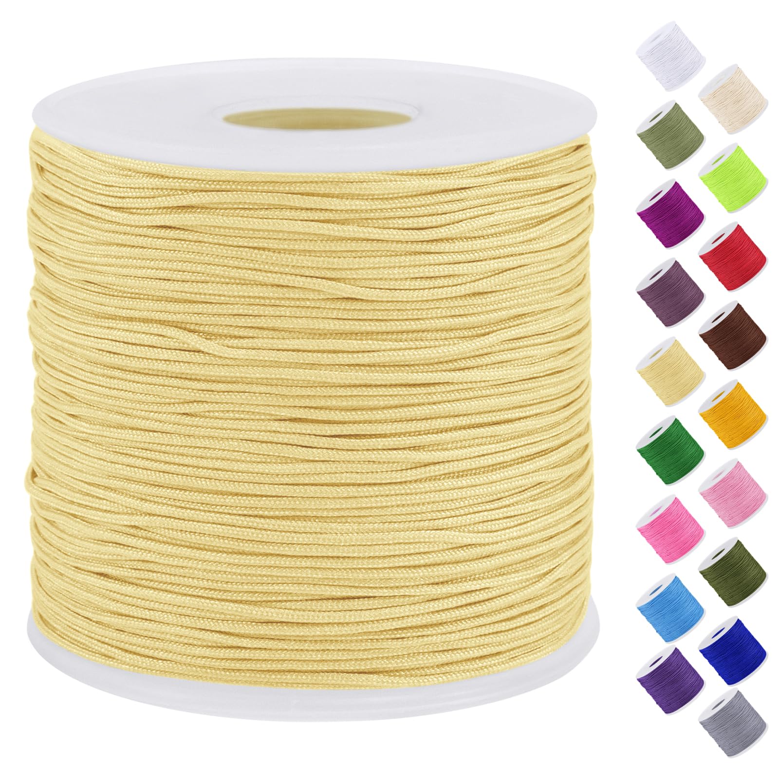 Uiopa Nylon Cord, 0.7mm x 131 Yards Nylon String for Bracelet Making, Beading Thread Bracelet Cord for Necklace, Jewellery Making, Macrame, DIY Crafts, Yellow