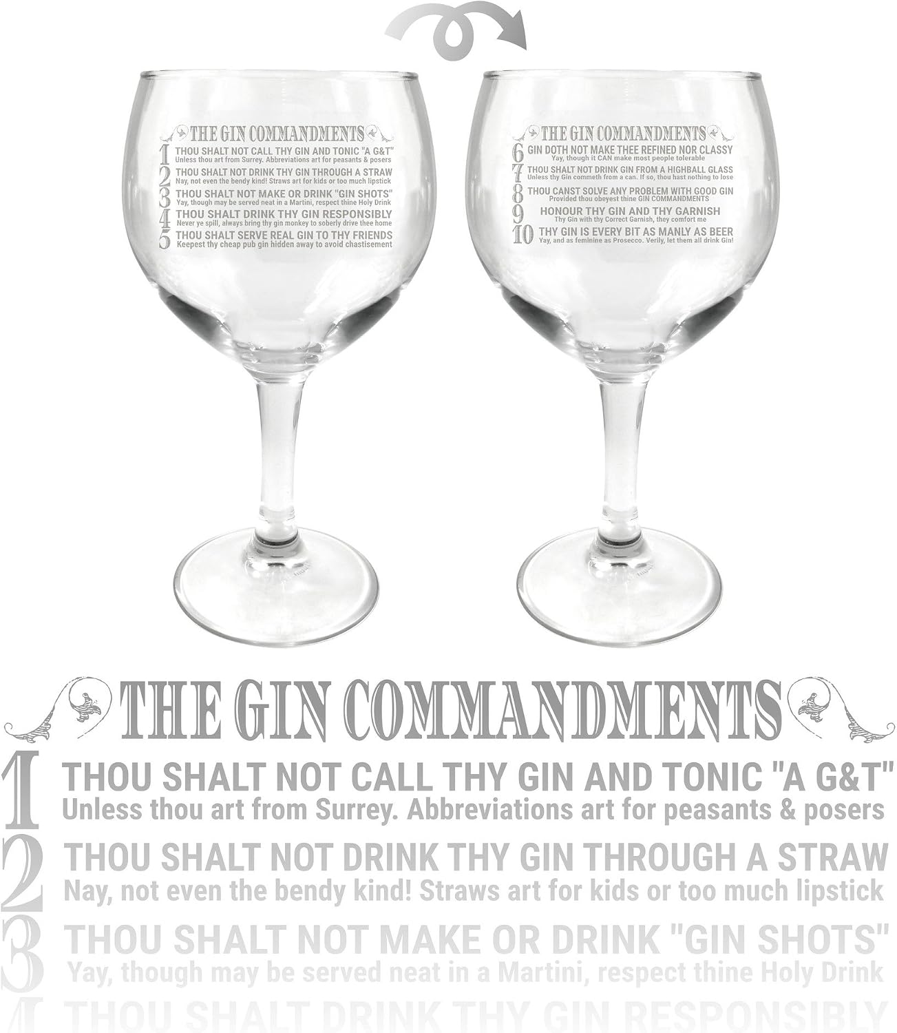 Ginsanity 22oz (645ml) Gin Balloon Glass Cocktail (Gin Commandments) - Image 3