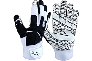 SCALE WEAR DESIGN Stealth Padded Football Receiver Gloves - White, Battle College Lineman, Be a Villain Not a Joker with Padded Stealth Football Gloves with Tacky Grip Palms, Youth, Kids, Men, Boys, Small to XXL Sizes