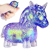 Purple Squishy Unicorn Stress Balls for Girls and Boys, Cute Animal Squeeze Sensory Toys, Stretch and Squeeze Sugar Ball Unicorn Squishy Toys for Kids, Party Favors, Easter Basket Stuffers