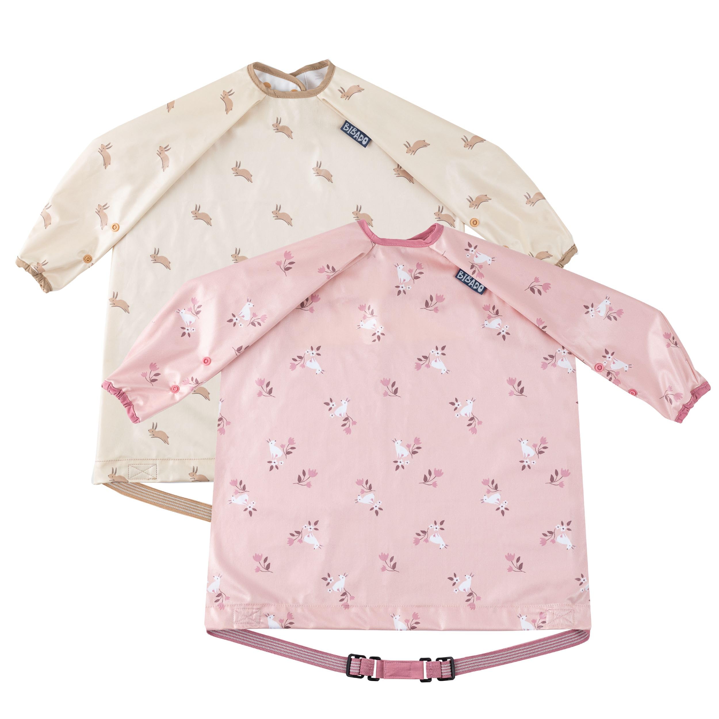 BIBaDO - Long Sleeve Baby Bibs - Babies & Toddlers 6-36 Months - Coverall Baby Weaning Bib - Easy Wipe Clean & Soft Fabric - Attach to Highchair & Tables - Waterproof - Machine Washable - Baby Gifts