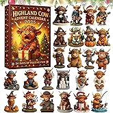Highland Cow Advent Calendar 2025-Handmade Highland Cow Doll Ornaments For Christmas Tree Home 3D Decoration 24Pcs, 24 Days C
