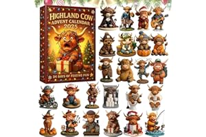 Highland Cow Advent Calendar 2025-Handmade Highland Cow Doll Ornaments For Christmas Tree Home 3D Decoration 24Pcs, 24 Days C