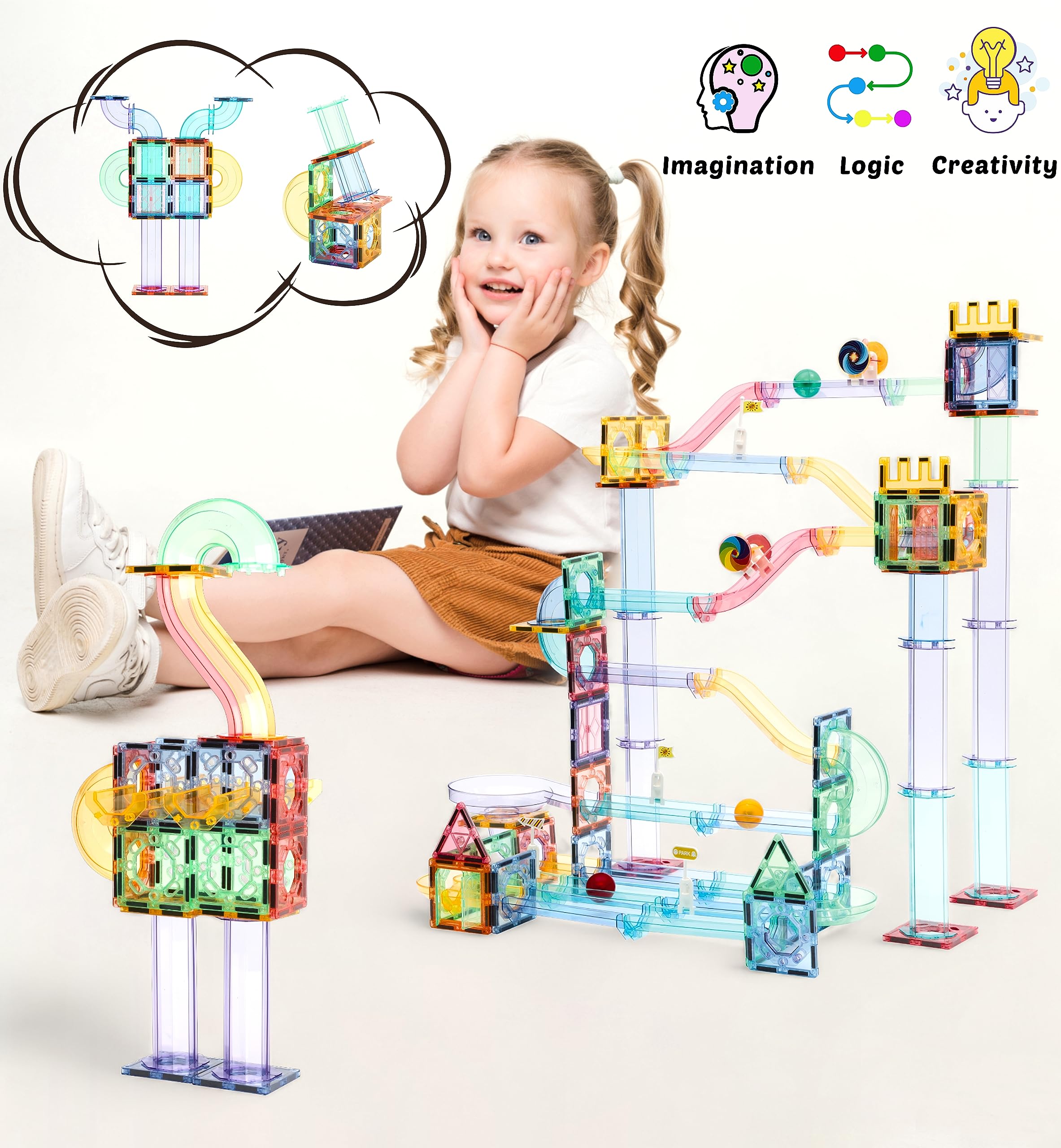 Mua Smart Toys 109 PCS Marble Run Magnetic Tiles Building Blocks STEM ...