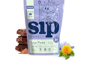 SIP HERBALS Sip Herbal Coffee Alternative Herbal Tea - Boost Energy & Focus - Caffeine Free Organic Coffee Substitute Made with Carob, Dandelion, Chicory - Royal Mocha Roast (30 Servings) - Loose Leafs