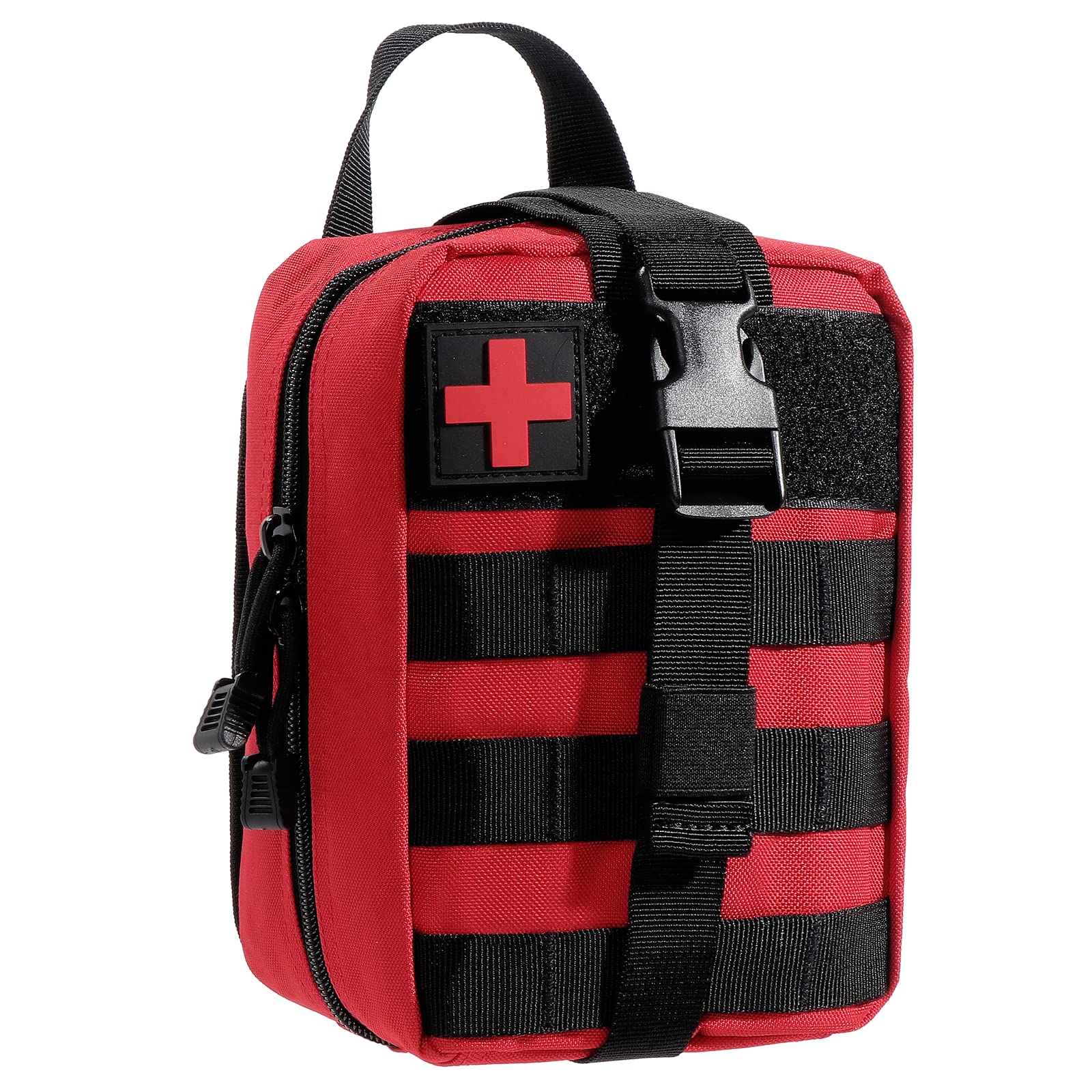 KEESIN Travel Emergency First Aid Bag,EDC Bag Multifunctional First Aid Molle Pouch Velcro Stickers Tactical Medical Bag for Outdoor Activities(Red)
