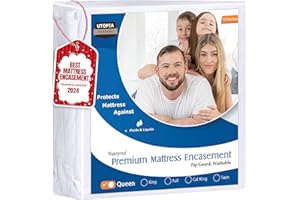 Utopia Bedding Premium Waterproof Bed Bug Mattress Cover, Queen Zippered Mattress Protector, 12 Inches Deep, Dust Mite Proof 6-Sided Mattress Encasement for Bed