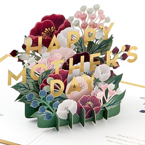 Hallmark Mothers Day Card, Mothers Day Card for Mum, 3D, Pop Up Mothers Day Card, Bouquet of Flowers, Red, Gold