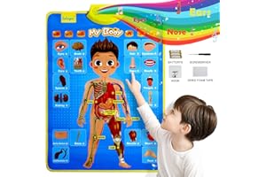 Paloura Body Parts for Toddlers - Electronic Interactive Body Talking Poster Learn Names & Facts & Games & Songs of Body Learning Toys for 3,4,5,6,7,8,9 Year Old Boys & Girls Anatomy for Kids