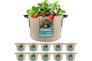 HYDGOOHO Plant Grow Bags 3 Gallons-10 Pack Multi-Purpose Nonwoven Fabric Pots with Durable Handles,Outdoor Garden Plant Pots for Vegetables Fruits Flowers Herb Succulent Bonsai Plants (Yellow)