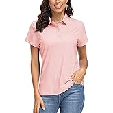 MAGCOMSEN Women's Polo Shirts UPF 50+ Sun Protection 4 Buttons Casual Work Quick Dry Short Sleeve Collared Golf Shirt