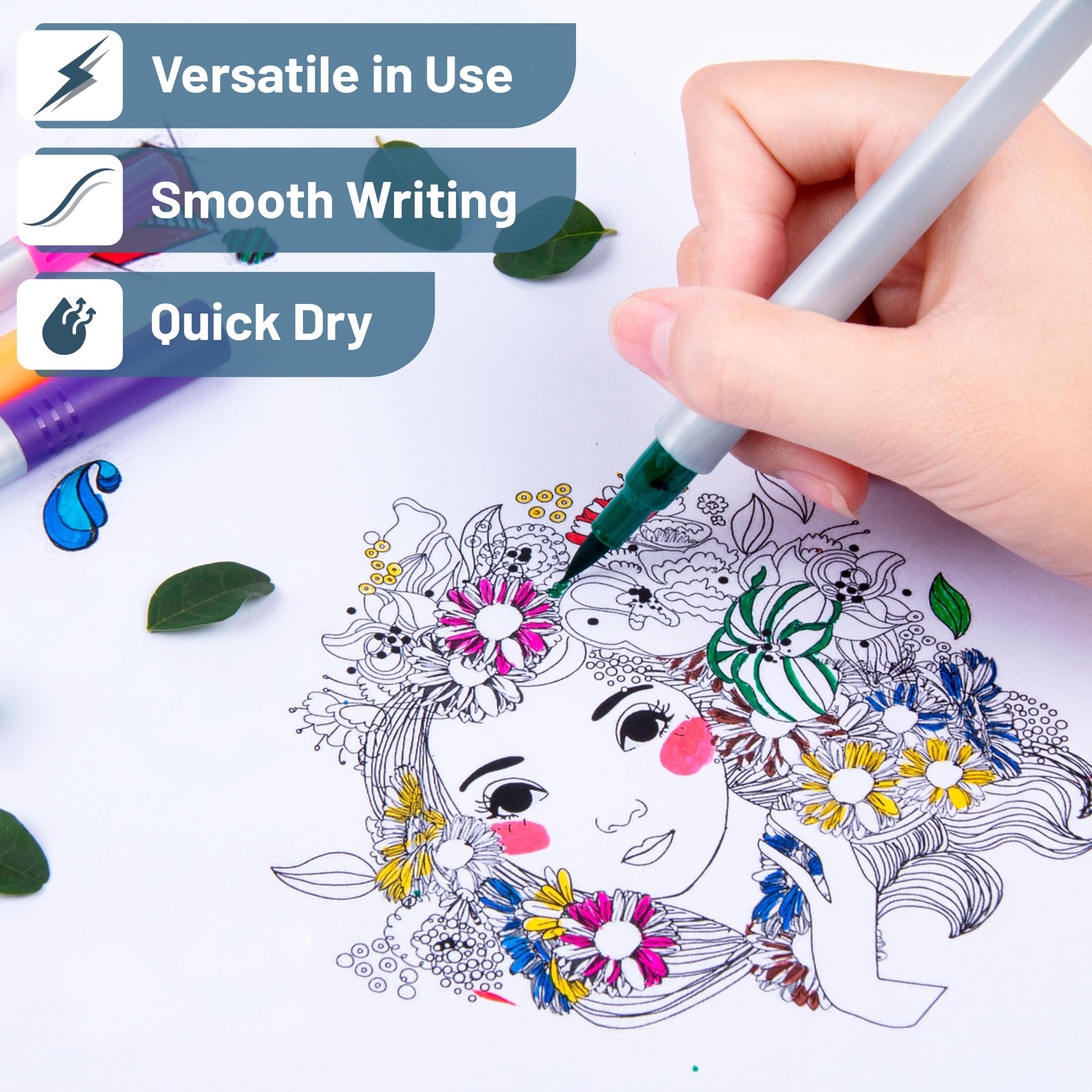 Mr. Pen- Dual Tip Brush Pens, 12 Colors, Art Markers for Coloring