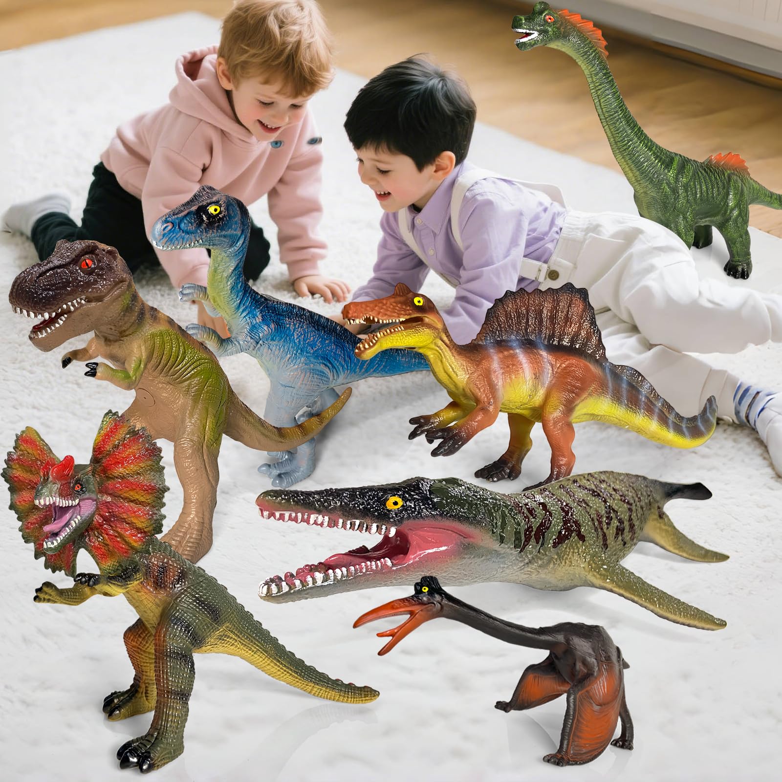 Gzsbaby Dinosaur Toys for Kids 3-5 – 7 PCS Realistic Large Dinosaur Figures Soft Jumbo Dino Toy for Boys & Girls 5-7 Years Old – Toddler Boy, Animal Dino Toys