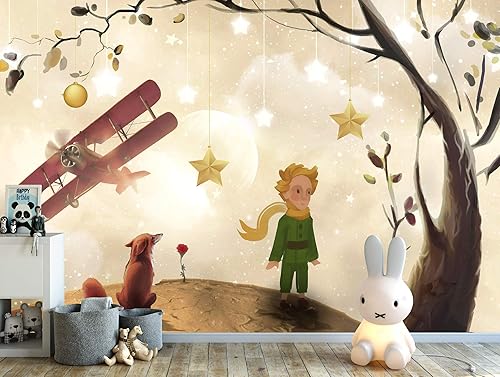Amazon Com Murwall Kids Wallpaper Nursery Little Prince Wall Mural Nostalgic Aircraft Wall Print Childroom Boys Girls Bedrooom Watercolor Tree Wall Art Handmade