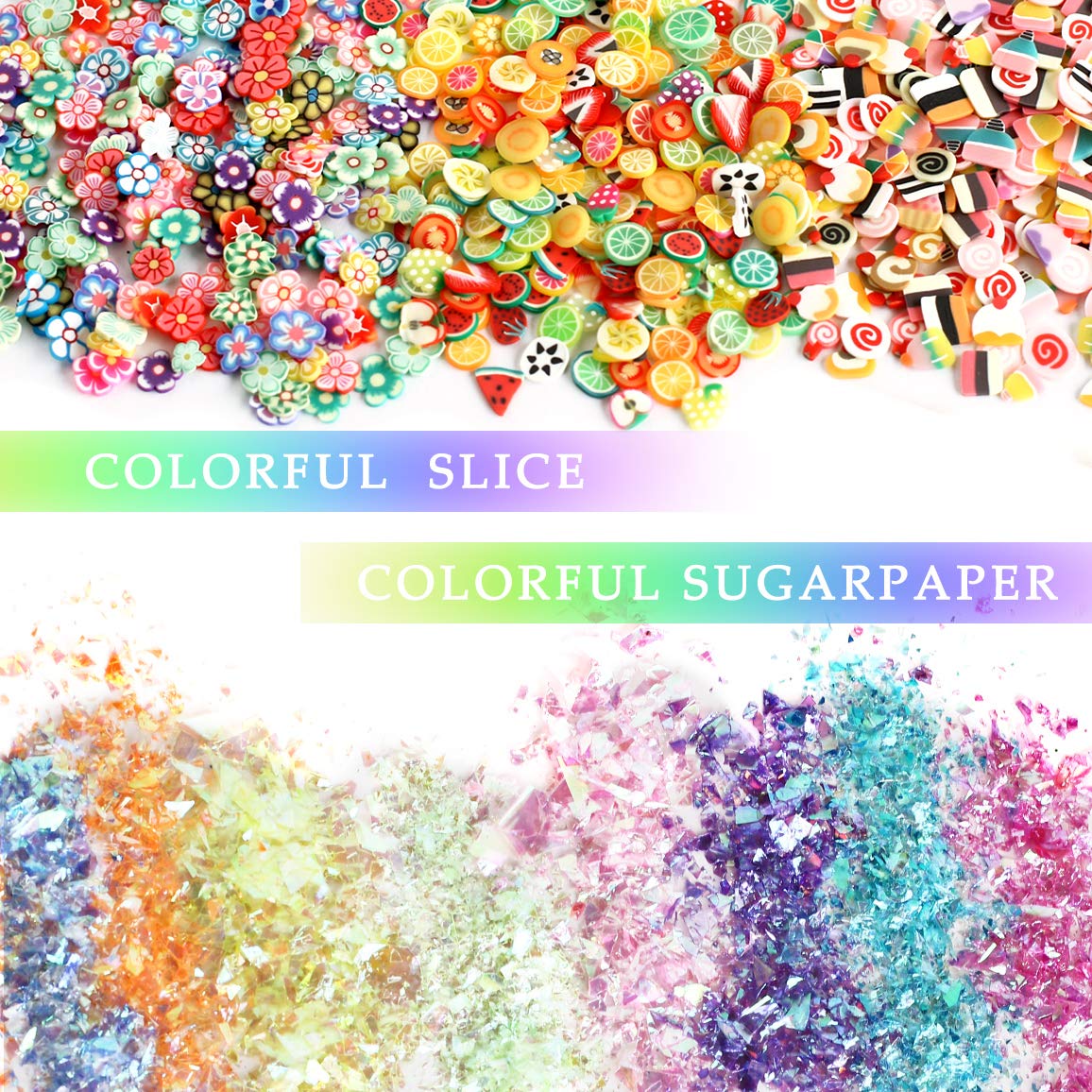 60 Pièces Slime Fournitures Kit, VDROL Compris Slime Mousse Perles, Bol de Poisson Perles,Pots de paillettes,Papier de Sucre,Tranches,Confettis pour la création de Slime DIY (Venez avec pas de Colle)