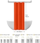 Waterproof Narrow Shower Curtain 92x182cm Orange with Hooks view 5