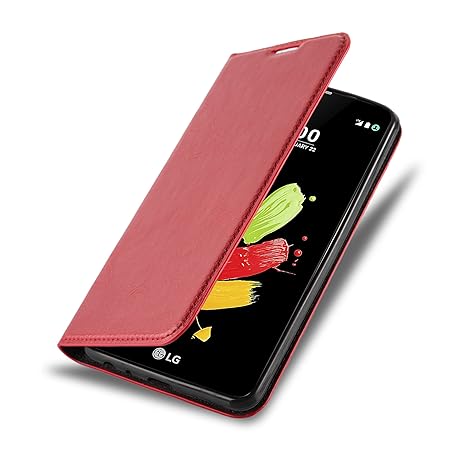 Cadorabo Hülle für LG Stylus 2 - Hülle in Apfel ROT – Handyhülle mit Magnetverschluss, Standfunktion und Kartenfach - Case Co