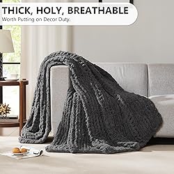 L'AGRATY Chunky Knit Blanket Throw - Soft Chunky