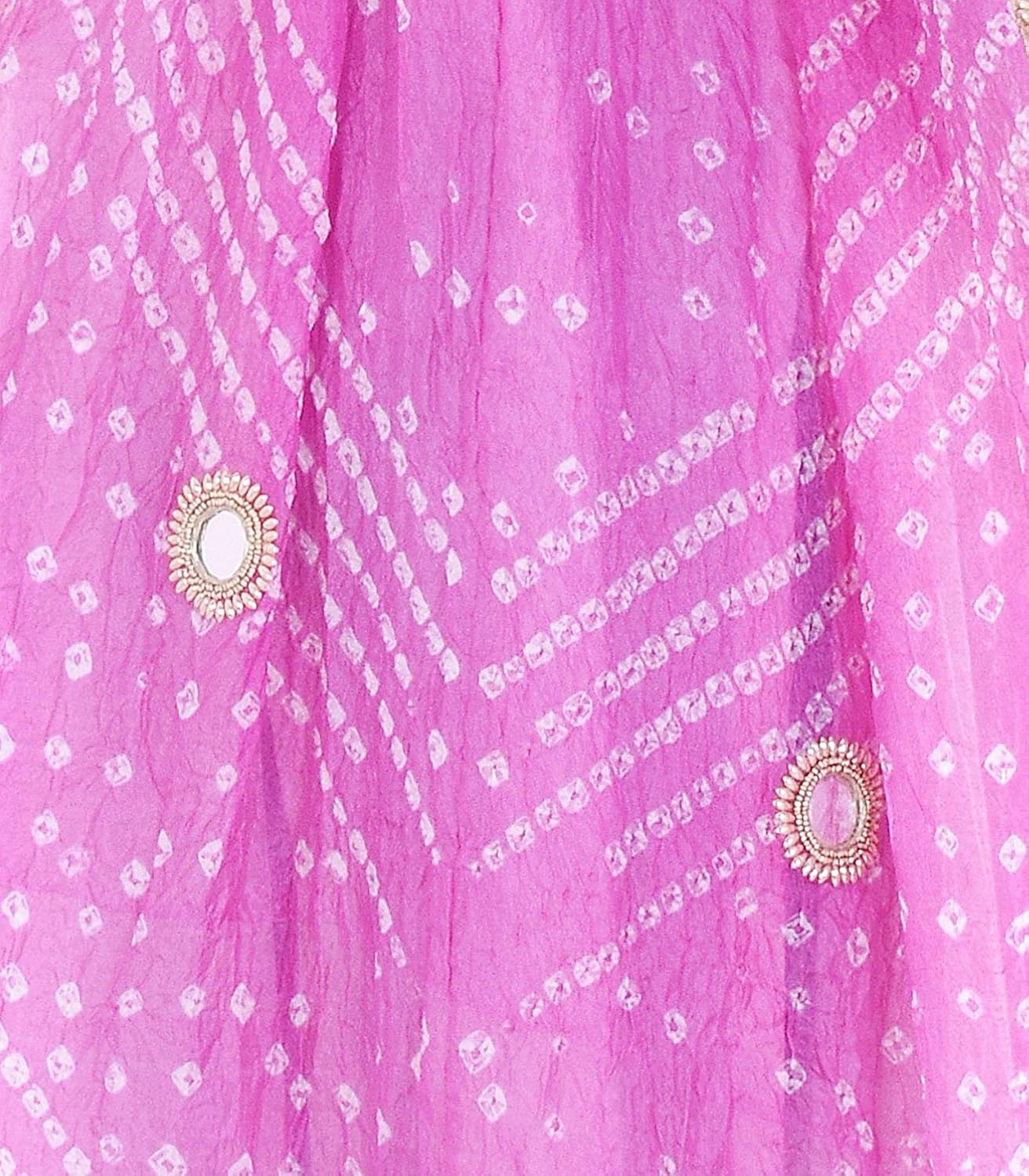 art silk bandhani dupatta mirror work