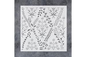 GSS Designs Flower Pattern Stencils 12x12Inch Reusable Large Floral Wall Stencils for Painting Pattern Stencils DIY Floral Wa