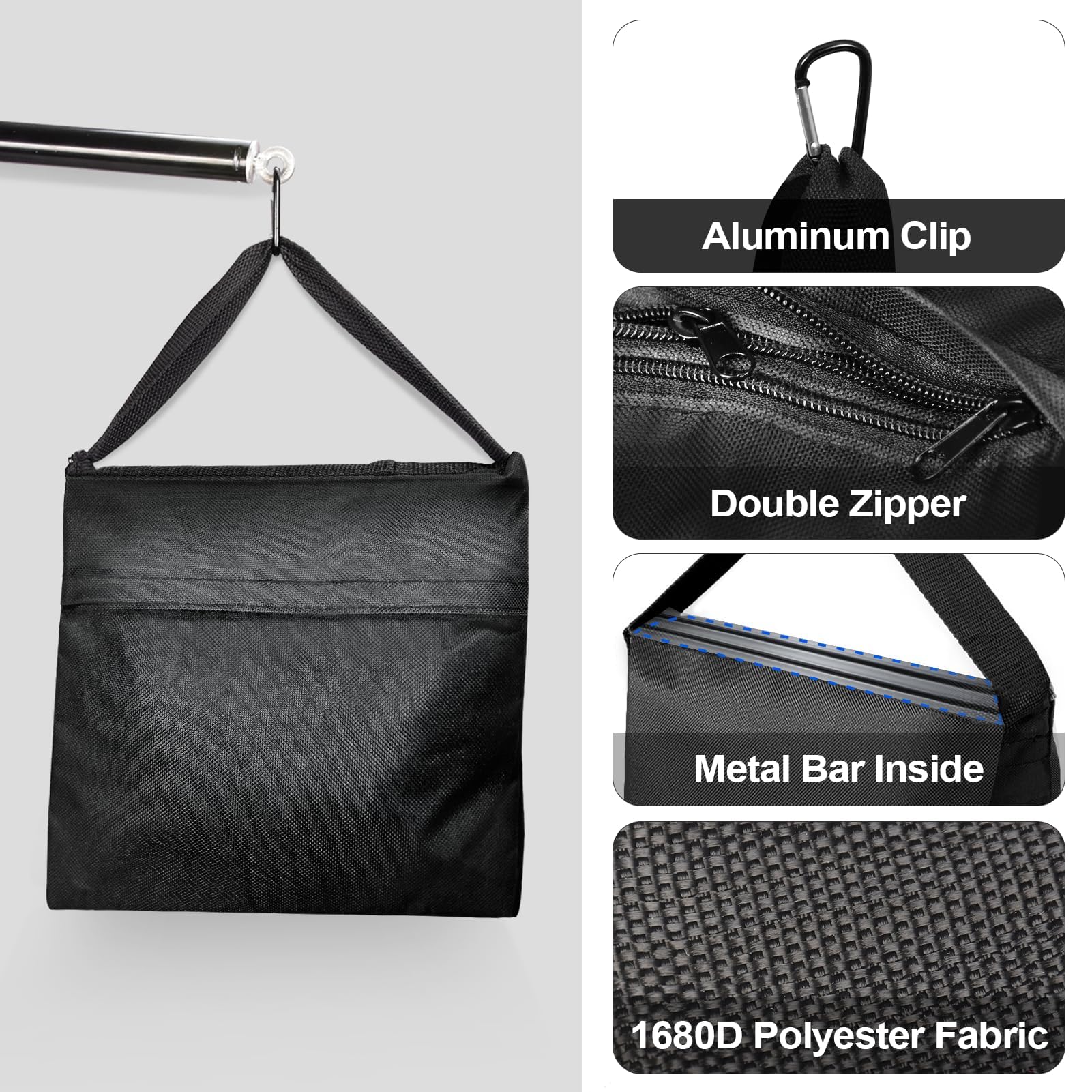 EMART Heavy Duty Sandbag Photo Studio Weight Bag Saddlebag Design for Photography Light Stand Tripod, Outdoor Patio, Sports, Pop up Tent, Umbrella Base, Camping, Fishing Chair -4 Packs Set(Black)