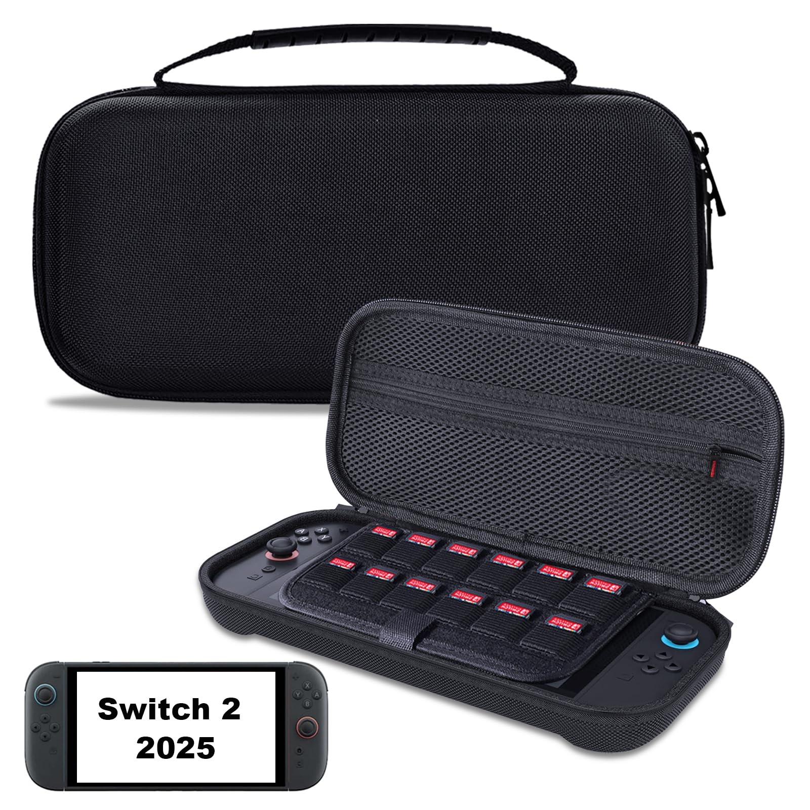 Carrying Case for Nintendo Switch 2 (2025), Large Capacity Switch 2 Case for Console & Accessories Durable Storage Bag Portable Travel Carry Cases Hard Protective Shell with 12 Game Card Slots, Black