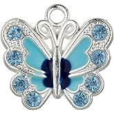 RUBYCA Silver Plated Butterfly Enamel Charm Beads Pendants for Jewelry Making DIY