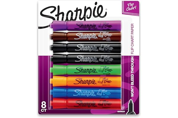 SHARPIE Flip Chart Markers, Bullet Tip, Assorted Colors, 8 Pack