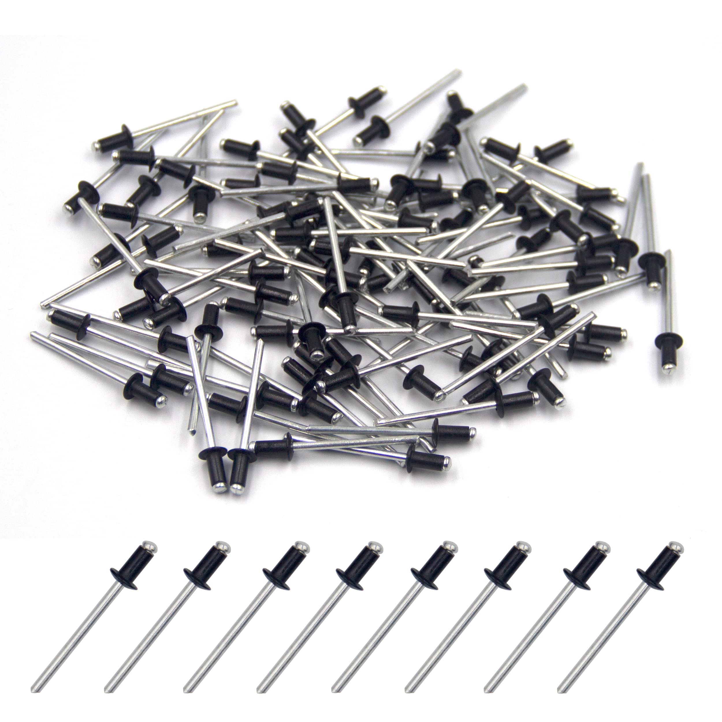 BESTYCHAO Black Pop Rivets, 100pcs Aluminium Blind Rivet 3.2mm x 6mm, Small Aluminium Rivets for Automotive,Home,DIY — image 1