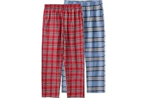 MILEYMARLA Boy's 100% Cotton Flannel Pajama Lounge Sleep Pants Plaid PJ Bottoms Pockets