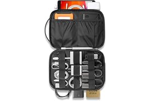 tomtoc Electronic Organizer Travel Universal Cable Kit Management Organizer Accessories Storage Case Pouch Bag for iPad Mini 6/5 / 4/3, Cable, Charger, Phone, USB, SD Card