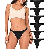 BAMBOO COOL Women's Thongs Breathable Underwear High Stretchy Lace Low Waisted Panties Tagless 6 Pack