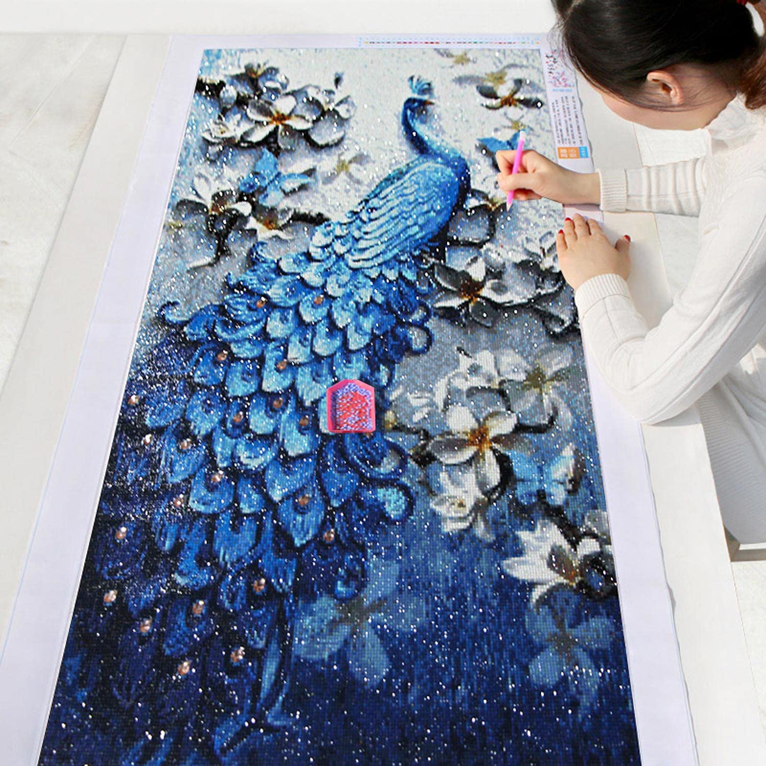 Instarry DIY 5D Diamond Painting Set Full Drill Diamond Peacock Mosaic Crystal Embroidery Wall Decor Art Craft Kits 23.6x40.9 inch