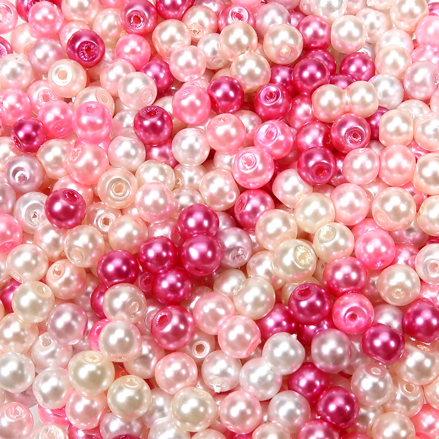 TOAOB 1000pcs Glass Pearls 10 Colors Round Tiny Loose Imitation Pearl Beads 4mm for Jewelry Making Craft Decoration Pink Series