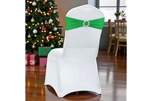 MDS-MEGADECORSUPPLY MDS 10 Pack Spandex Chair Sashes with Slider Buckle, Universal Fit Elastic Stretch Chair Bands for Christmas Party, Thanksgiving, Holiday Dinner, Wedding, Banquet, New Year Décor - Light Green