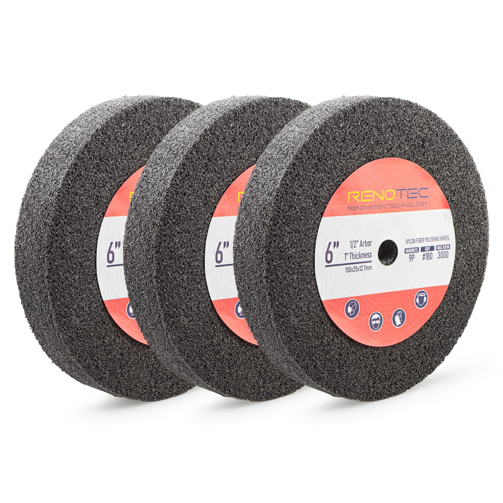 Mua 6 inch 9P Hardness Deburring Wheel, Pack of 3, 180 Grit, Nylon