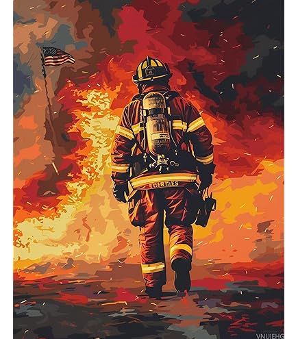 ZMHZMY Pintar Por Numeros Adultos Bombero Camión De Bomberos, DIY Pintura Por Números Con Pinceles Y Pinturas Decoraciones Para El Hogar Sin Marco De 40 X 50 Cm
