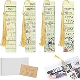 Bookmark for Book Lovers, Vintage Library Due Date Card Bookmarks Set, 4pcs Creative Acrylic Bookmarks for Men Women Book Lovers, Book Accessories Gift for Birthday, Teachers Appreciation
