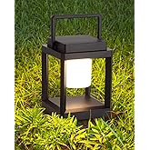 DAKAFUL Outdoor Table Lamp, Led Lamps for Nightstand, Solar Lanterns Outdoor Hanging for Patio Waterproof, Cordless Battery Operated Lamp, Rechargeable Solar Lantern for Reading, Decor, Camping