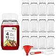 Stock Your Home 4 Ounce Mini Bottles for Mini Fridge, Reusable Juice Containers with White Caps, Small Bottle for Liquids in Lunch Box, Clear Empty Plastic Container with Lids for Juicing (12 Pack)